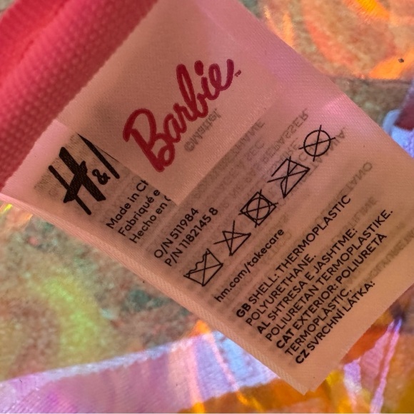 H&M Iridescent Backpack Small Pink Barbie Clear Girls - Picture 5 of 5